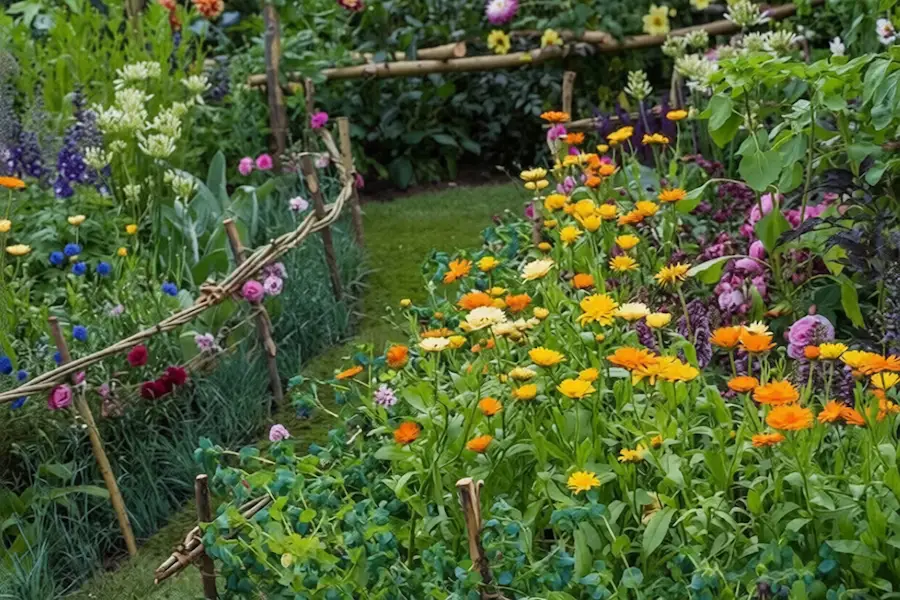 A vibrant flower garden