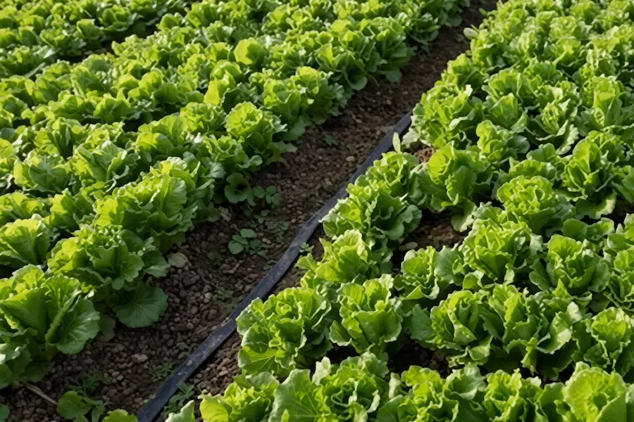 Lettuce plants growing in vegetable field