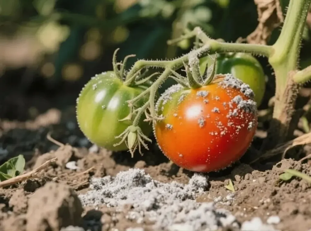 Tomatoes treated with wood ash dust